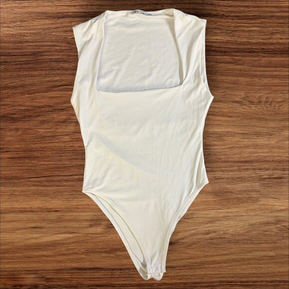 Zara Tops - Zara Women's White Square Neck Bodysuit